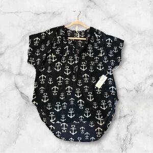 Live For Truth Nautical Anchor Navy Blue and White Top Size 3x